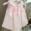 الصورة المصغرة: Girls waffle A lined Bow Pink Collared Dress