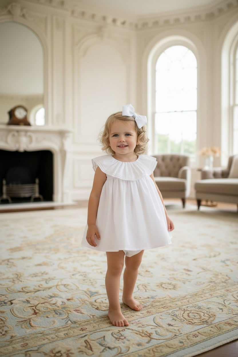 Miniature : Girls White Angel Dress and Panties 