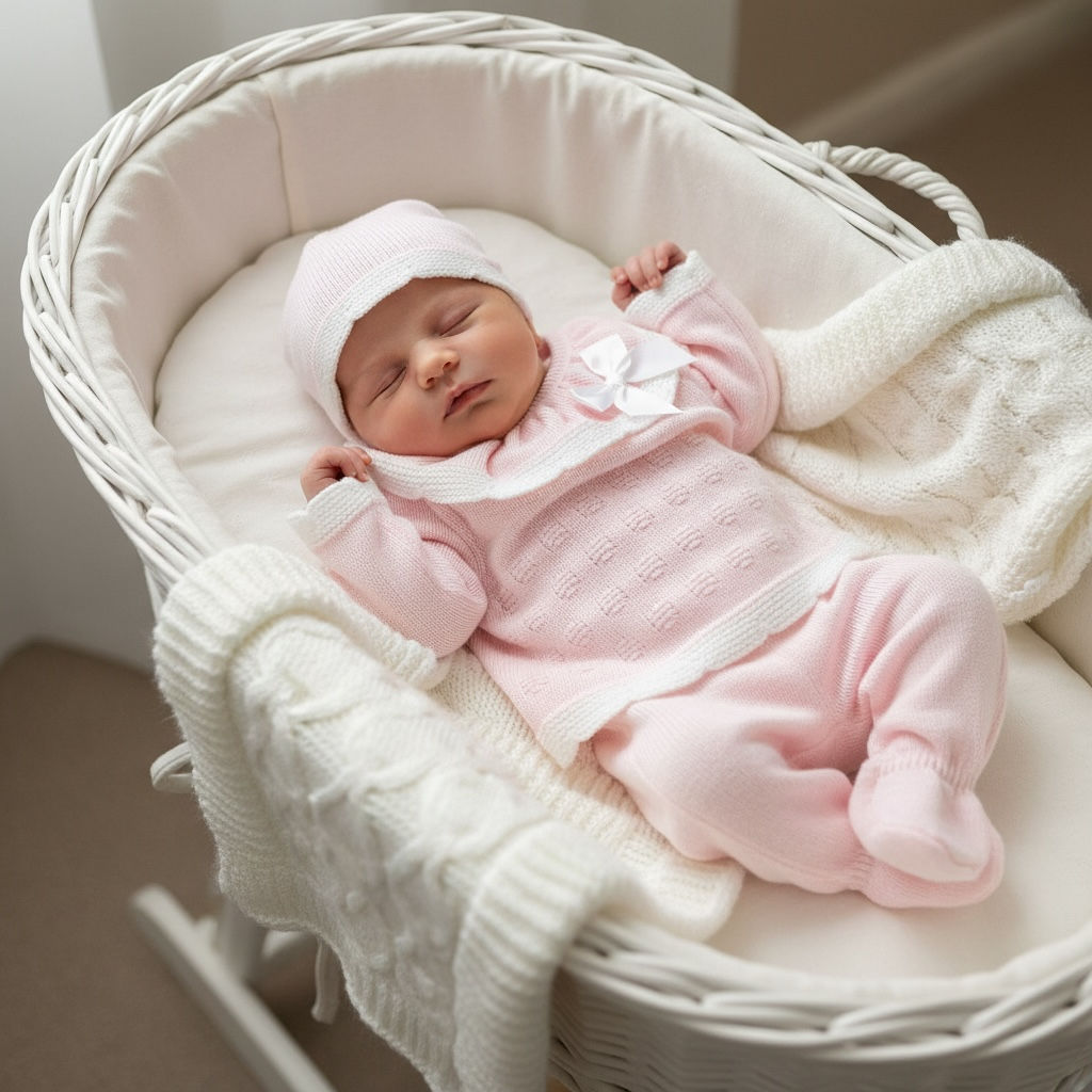 Baby Girls Winter Frill Neck Bow knit 3 piece Set - Pink 