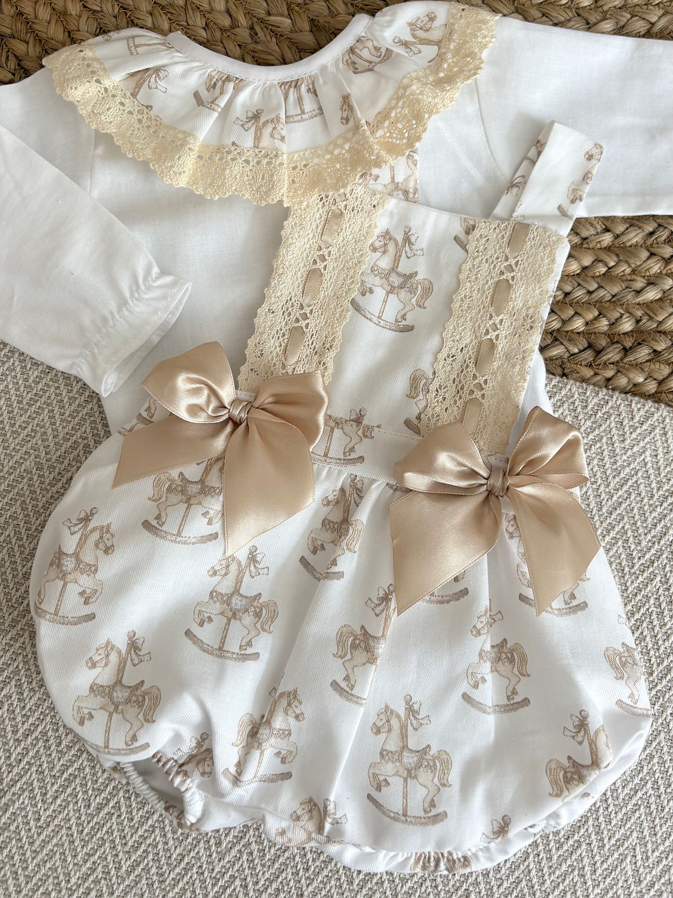 Miniaturbild: Baby Girls Rocking Horse Dungaree and Shirt Set