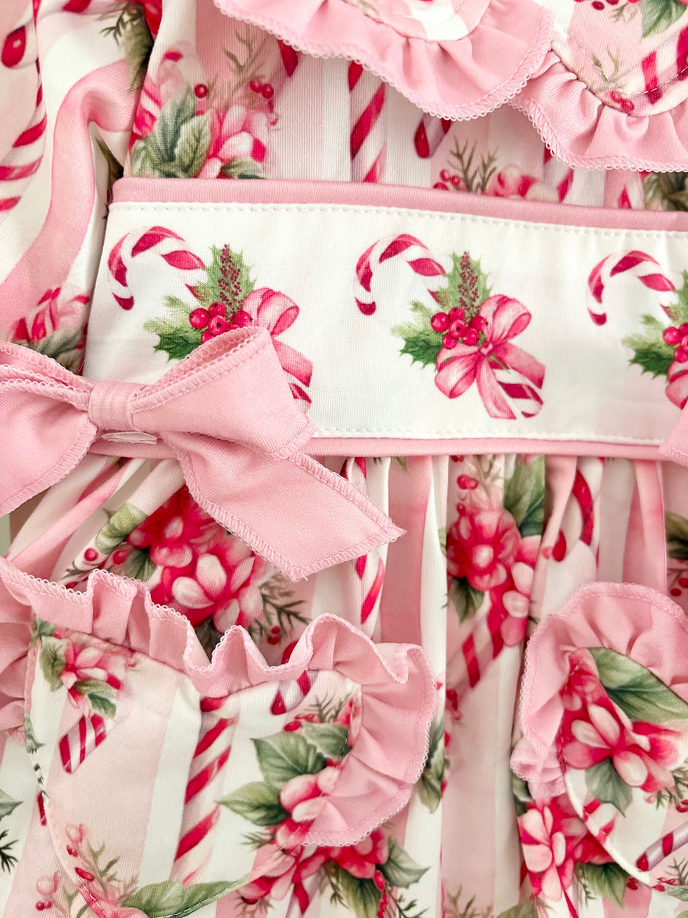 Miniature : PRE ORDER - Girls Floral Candy Cane Christmas Pyjamas 