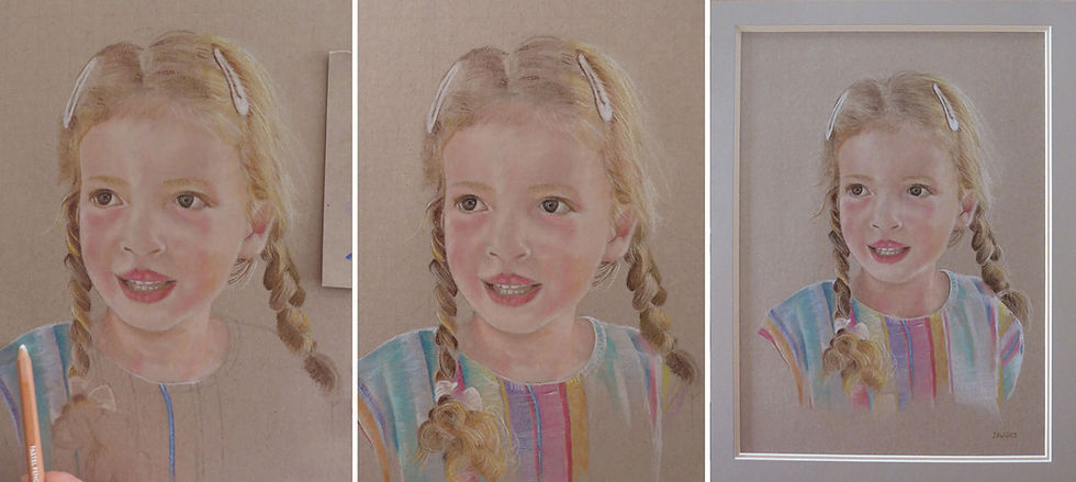 Realistic pastel pencil of a girl's face by Sonja Van Waeyenbergh