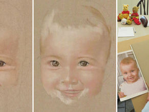 A cheerful children's portrait drawn in pastel, combined with PanPastel.
