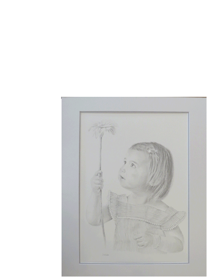 Pencildrawing little girl 40x50 cm