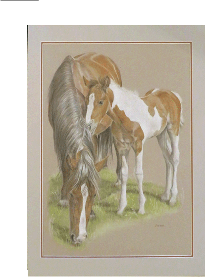 Pasteldrawing of two horses 70x50 cm