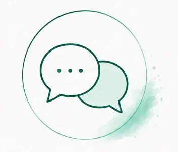 Icon mit zwei Sprechblasen in einem Kreis für Coaching-Module