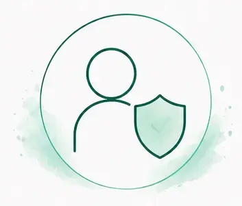 Icon einer Person mit Schutzschild für Coaching-Module.