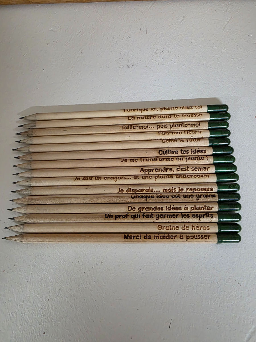 Crayon écologique gravé avec graine fixée