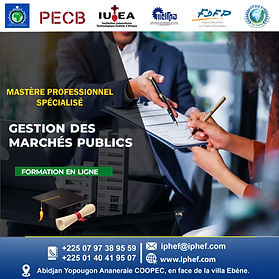 Mastère professionnel spécialisé
GESTION DES MARCHÉS PUBLICS