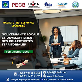 Mastère professionnel spécialisé
GOUVERNANCE LOCALE ET DÉVELOPPEMENT DES COLLECTIVITÉS TERRITORIALES