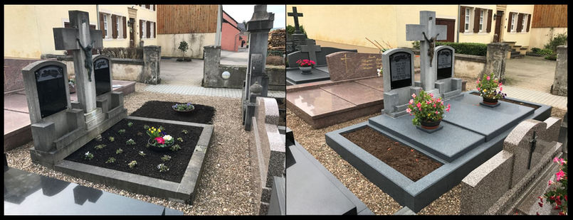 Rénovation d'un monument funéraire (photos avant/après)