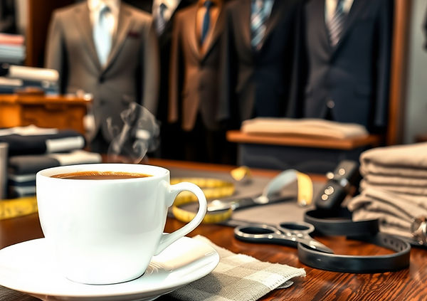 Bureau de couture avec tasse à café - Tailor made