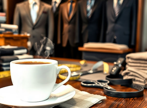 Bureau de couture avec tasse à café - Tailor made