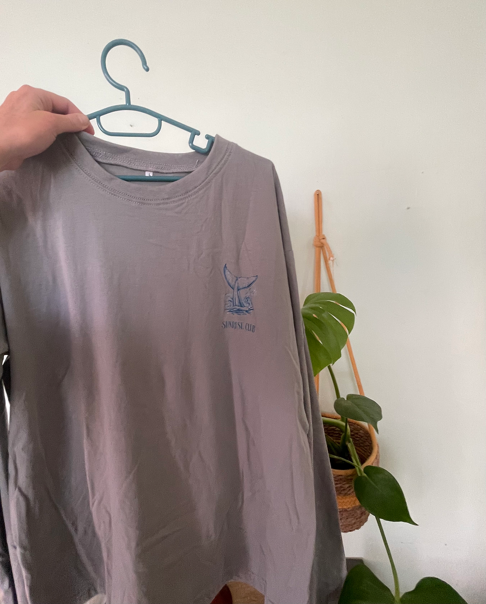 Thumbnail: Front view of 100% Cotton long sleeve t-shirt with dropped shoulder and cuffed sleeves with our sunrise club logo