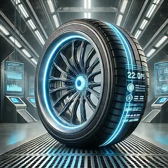 DALL·E 2024-09-14 17.20.07 - A futuristic tire with a sleek, high-tech design. The tire ha
