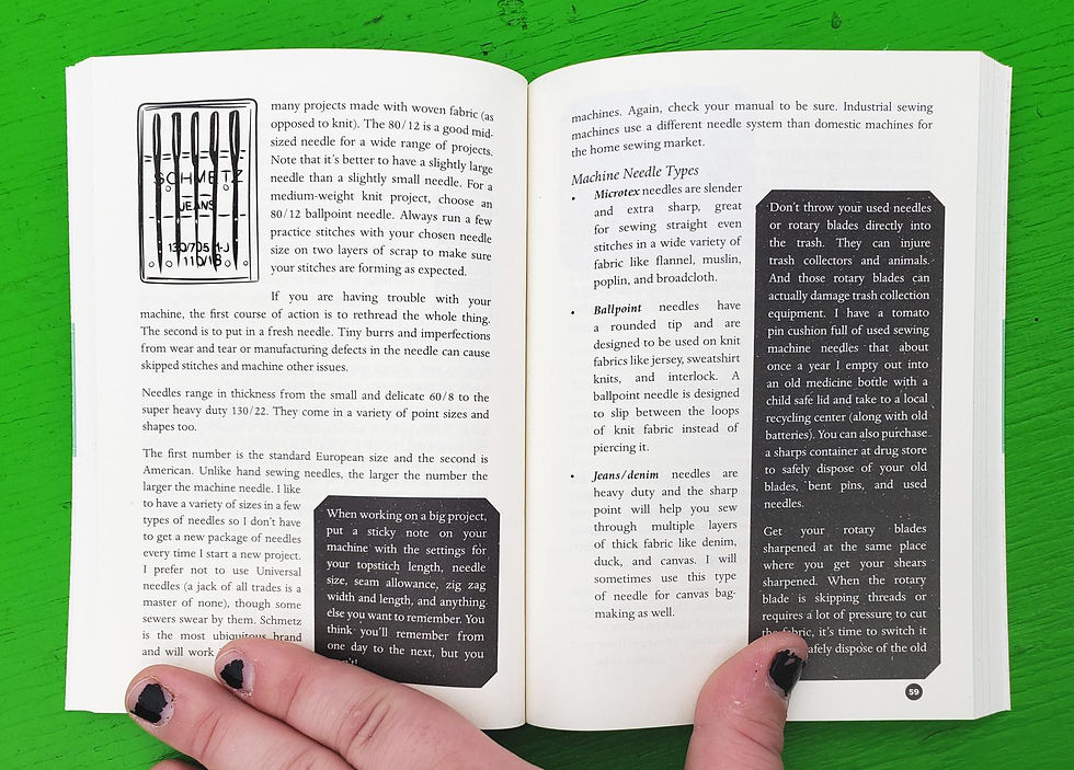Thumbnail: Inside pages from book Radical Sewing