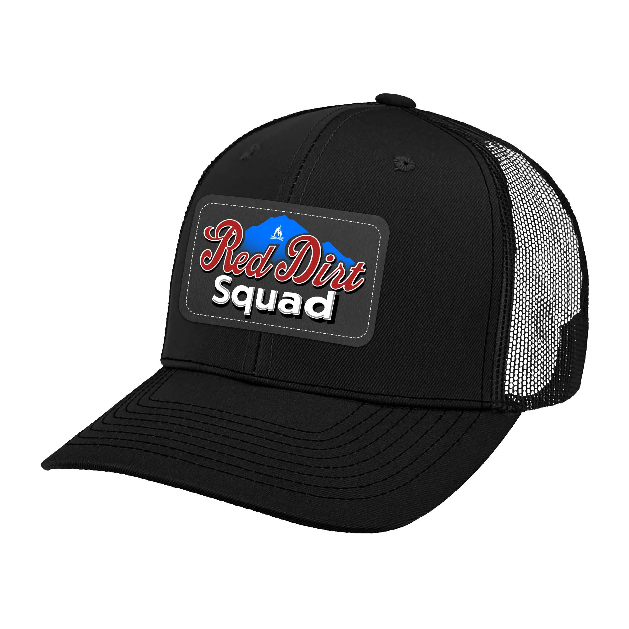 RDS good times Black Leather Patch Trucker Cap