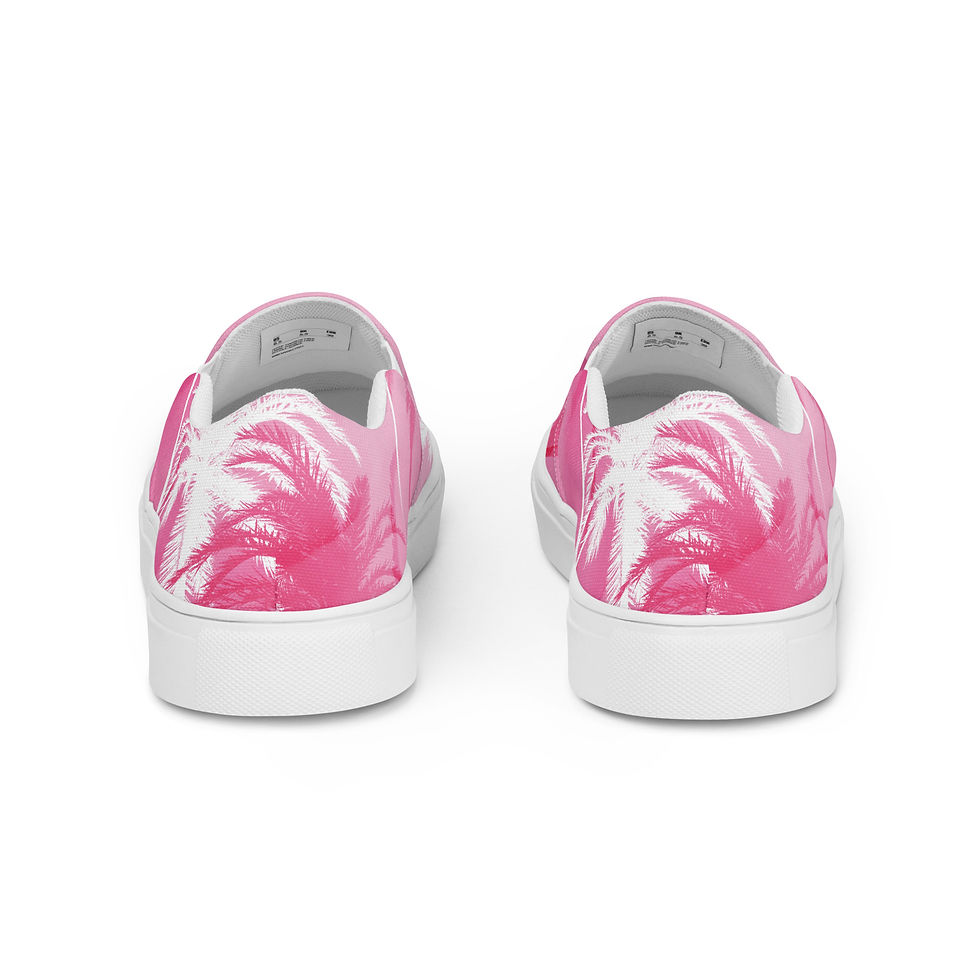 Thumbnail: RDS pink palm trees Women’s slip-ons