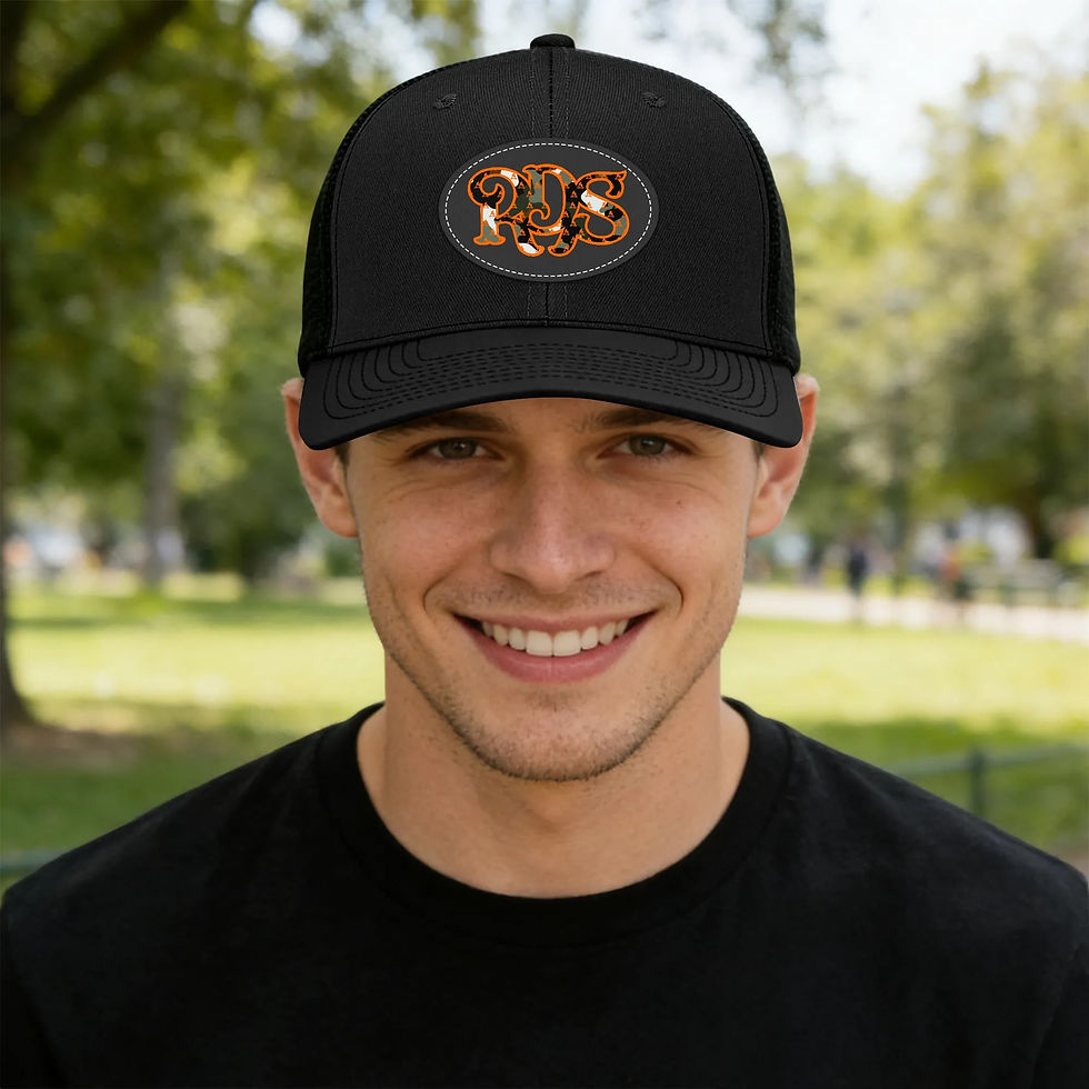 Thumbnail: RDS camo Black Oval Leather Patch Trucker Cap
