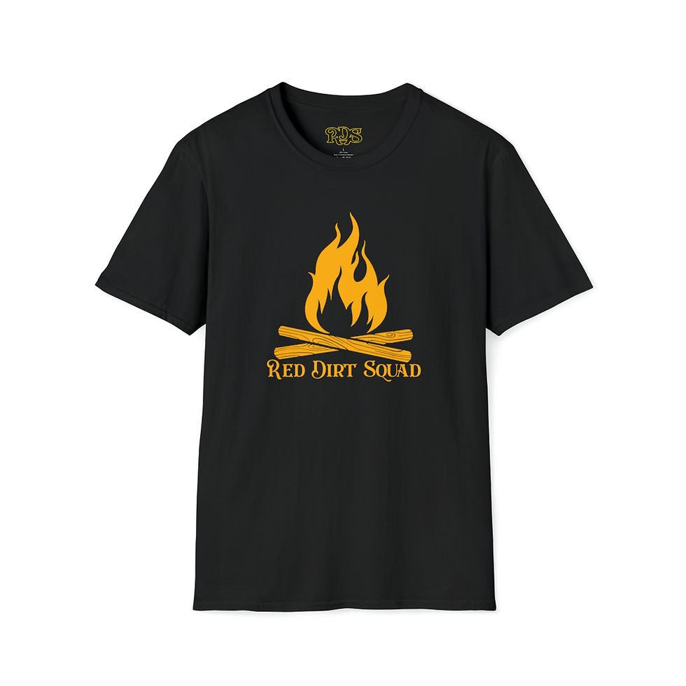 RDS black and yellow🎶🎵 fire logo Softstyle T-Shirt