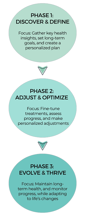 flowchart of 3 phases of naturopathic patient care with dr Maya matthews