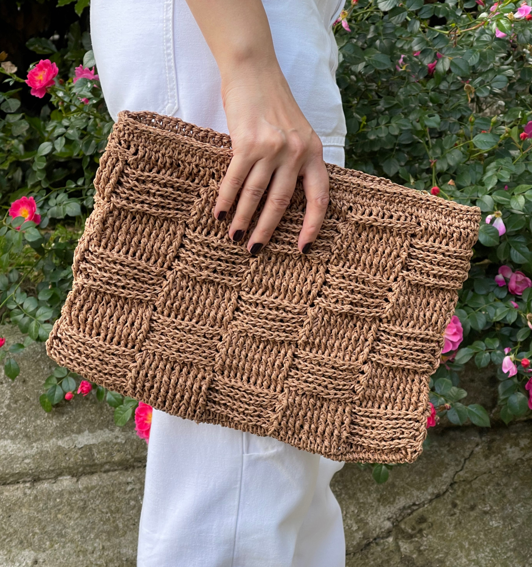 Kafes Karamel Clutch Çanta