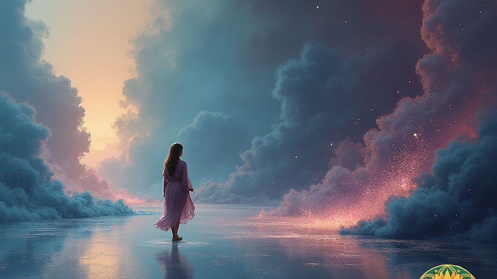 A woman walking on water