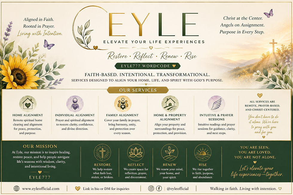 EYLE Christ-centered wellness and intentional living services presented in a botanical watercolor service guide