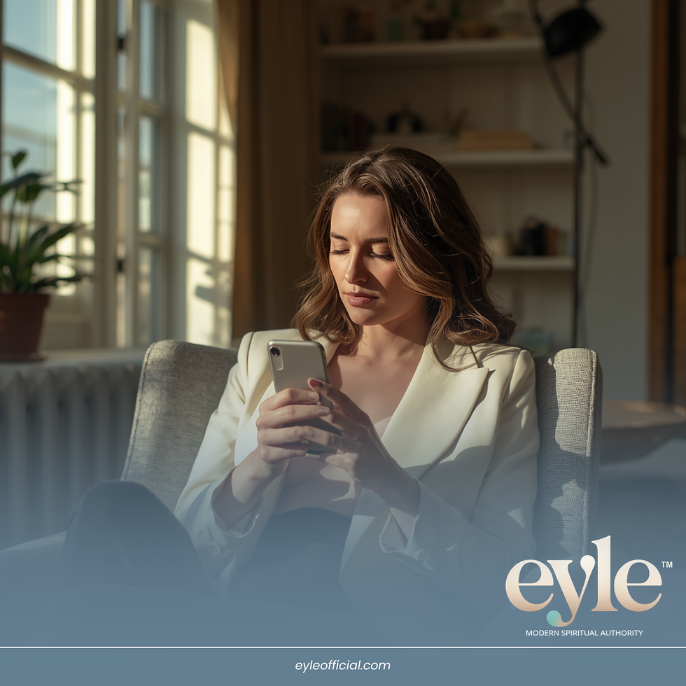 PEACE ANXIETY™ IMAGE ALT TEXT:
Modern woman sitting in a quiet luxury home appearing restless despite a calm and peaceful environment.