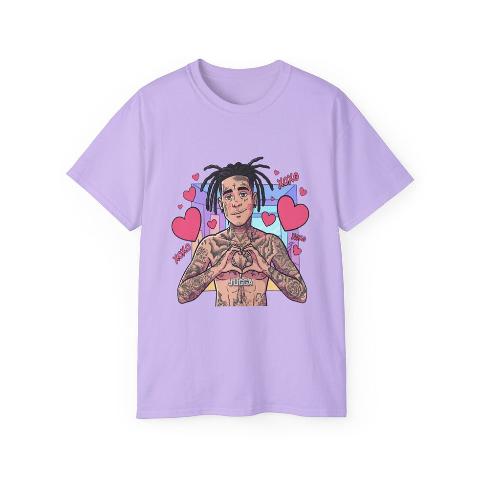 Thumbnail: Heart Hands Tattooed XOXO Portrait Tee – Cute Love Graphic T-Shirt
