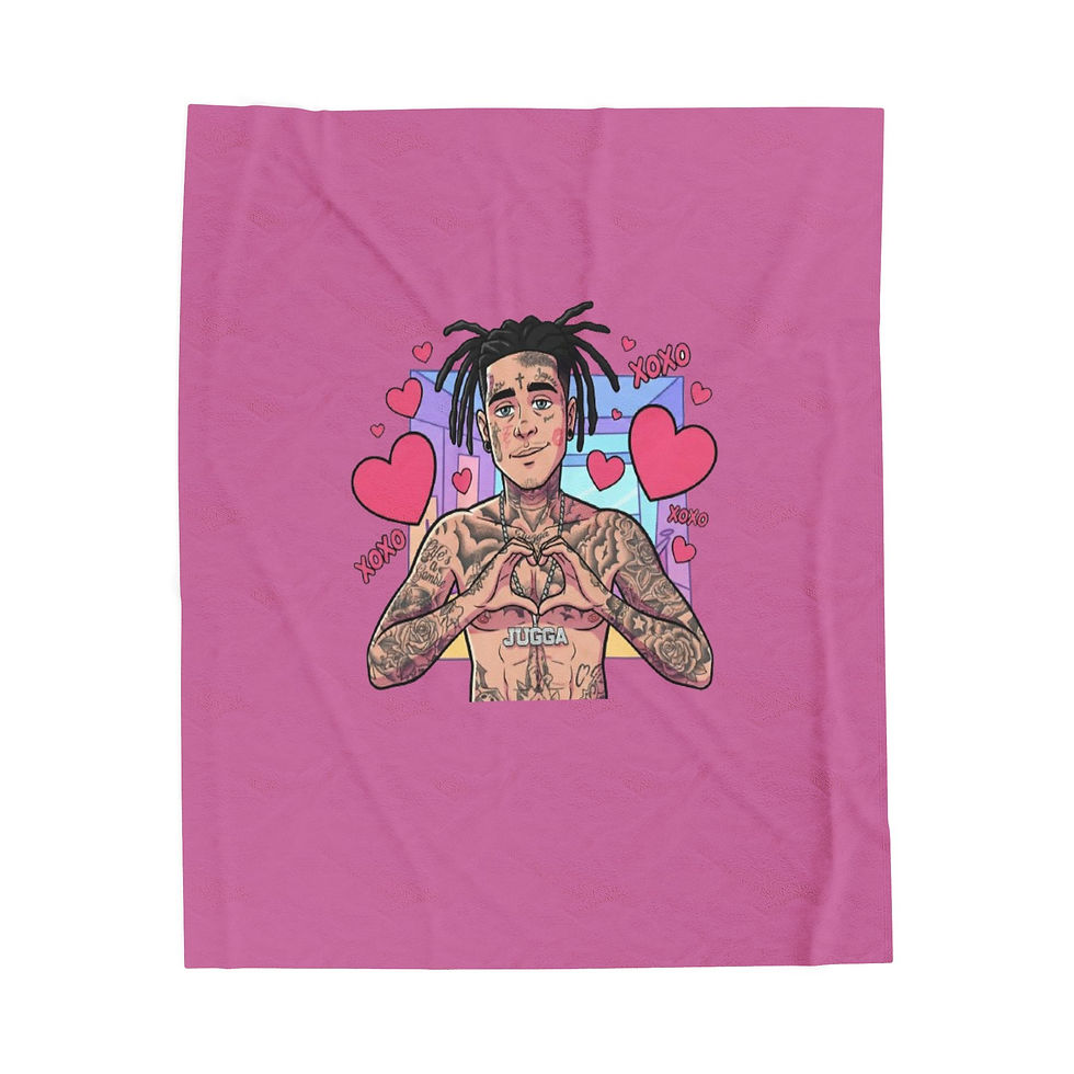 Thumbnail: Plush Blanket — Pop Art Heart Tattooed Jugga2Cold Design