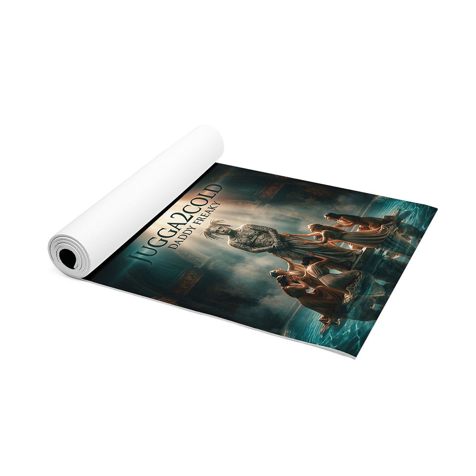 Thumbnail: Foam Yoga Mat — 'Jugga2Cold Daddy Freaky' Dark Mythic Meditation Design