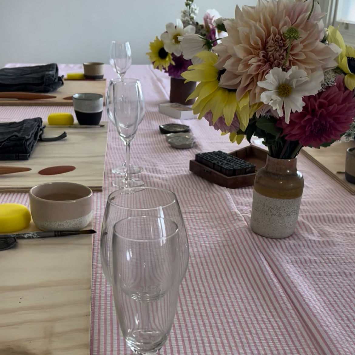 Friday Evening Pottery, Wine + Cheese