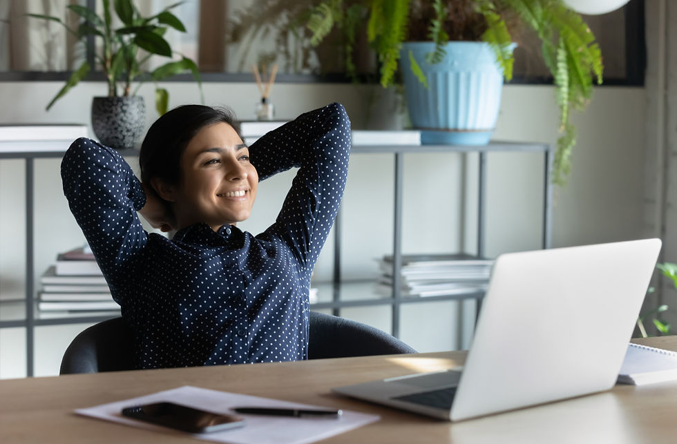 Stress-free Indian female employee.