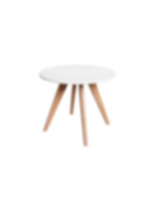 White Wooden Round End Table