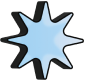Blue starburst icon with a black outline, representing a bright effect