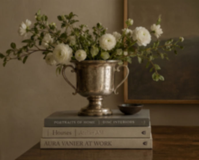 Antiqued Metal Vessel with Scrolled Handles