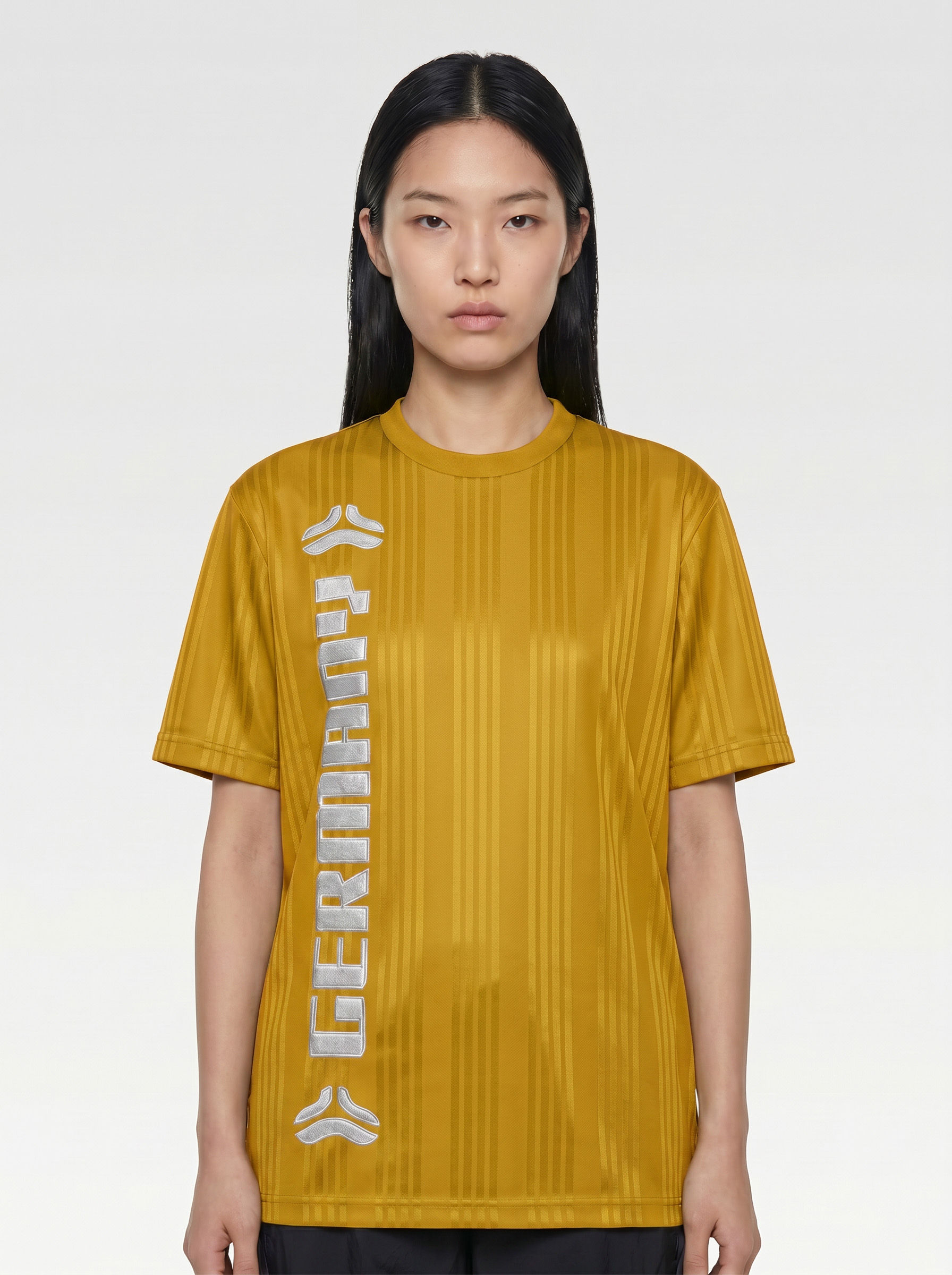 Linear Pinstripe Tech Tee – Cyber Gold