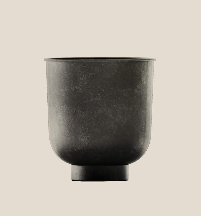 Dark gray stone planter, wide bowl shape