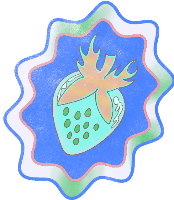 Illustrierter Erdbeer Sticker