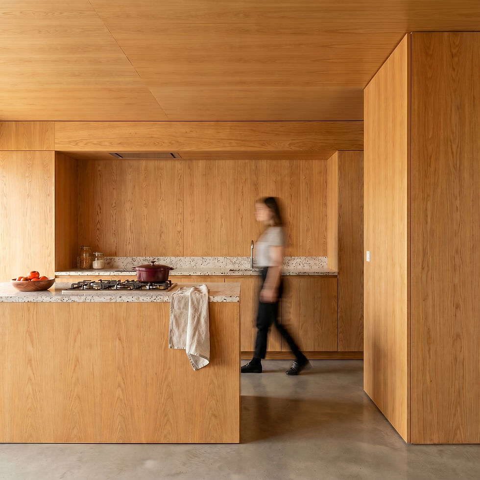 Modern wooden kitchen design by AB Architects & Planners.