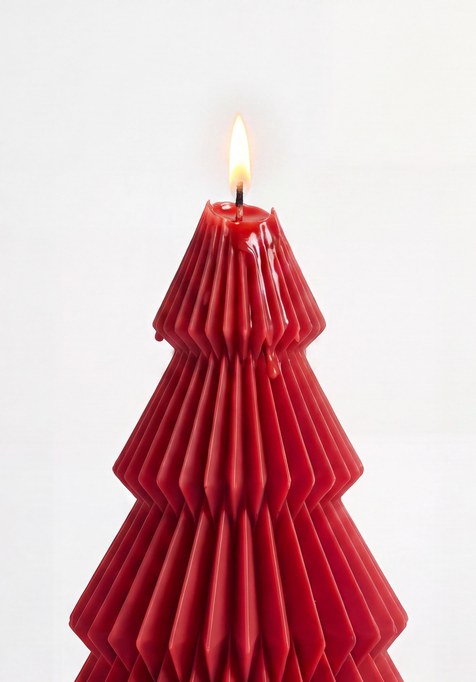 Red Pleated Tree Candle