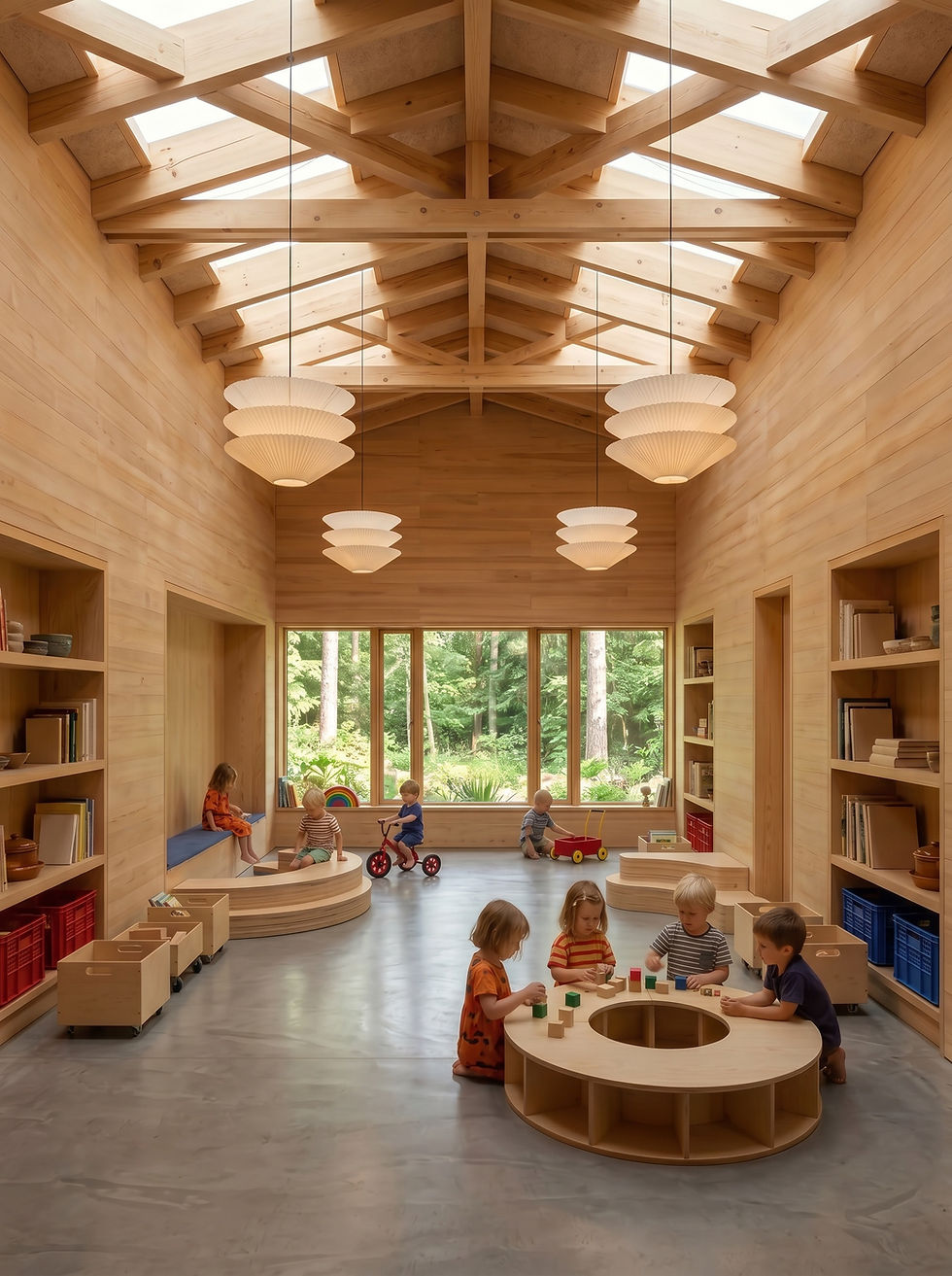 Modern wooden classroom by AB Architects & Planners.