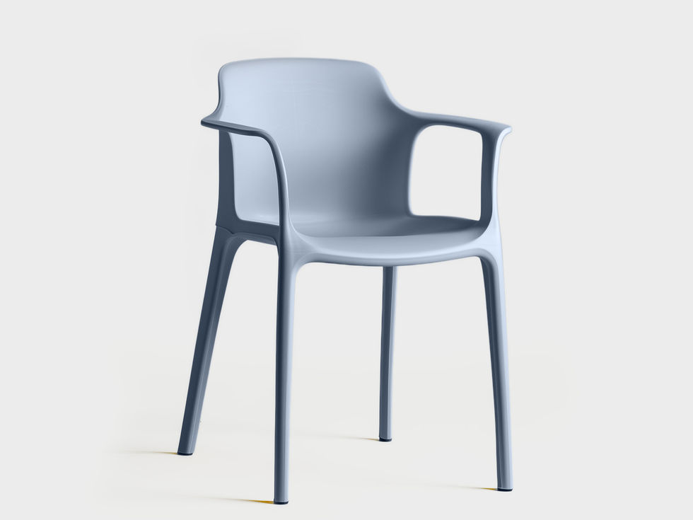 Light blue plastic arm chair