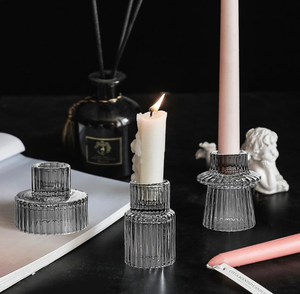 Thumbnail: Grey Ribbed Candle Holders