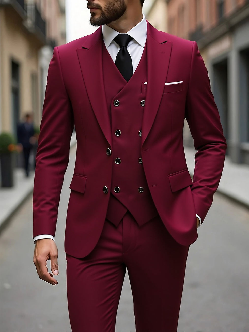 Miniatura: Terno clássico de casamento slim fit para noivo masculino, conjunto de 3 peças