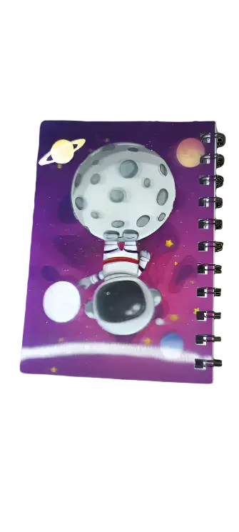 Astronaut Planet Gold Foiled Spiral Notebook