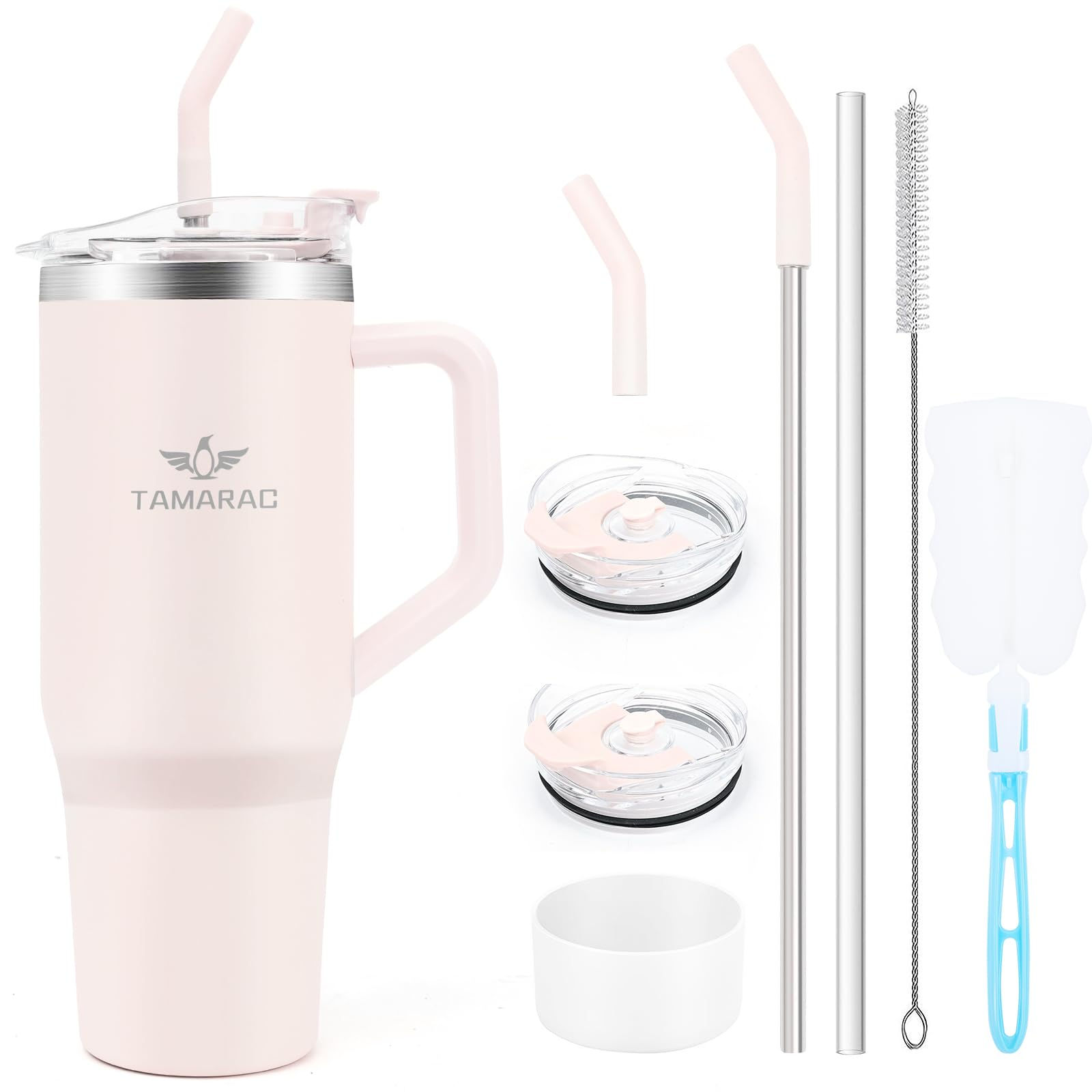Tamarac 40 oz Tumbler With Handle and Straw Lid Double Wall Vacuum Reusable Stai