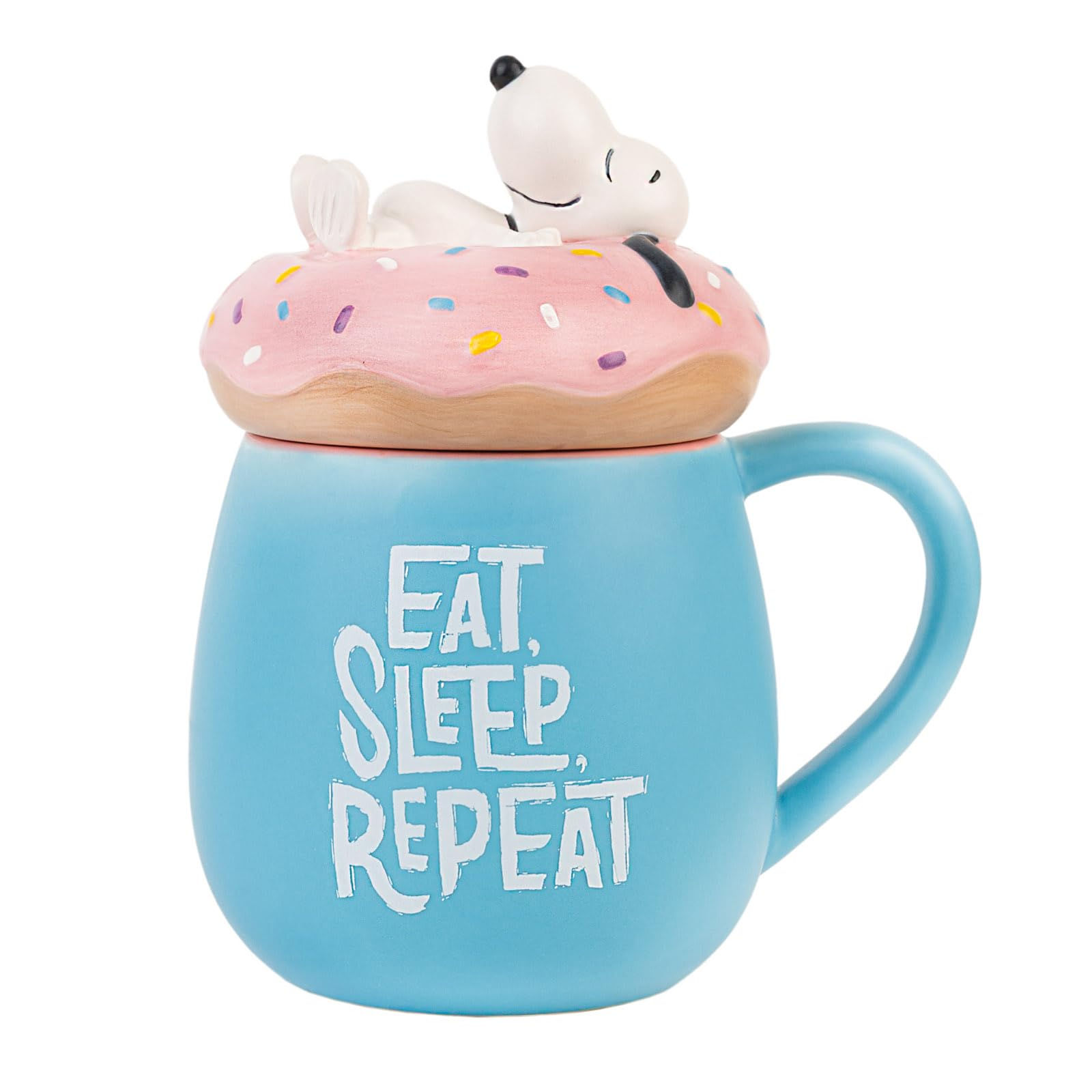 Snoopy Mug with Lid | 50 cl / 500 ml / 16.9 oz - 14.3 x 10.7 x 16.7 cm | Coffee