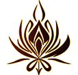 Stylized golden lotus flower emblem on a black background